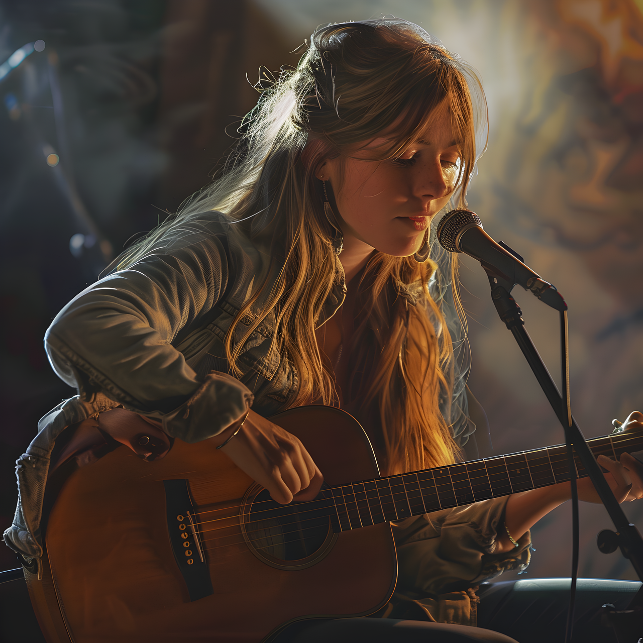 ギターを演奏する女性